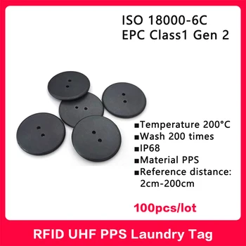 Tag za pranje rublja RFID UHF 860-960 Mhz s visokim Термостойкостью PPS-gumb RFID Oznake Smart Kartica ISO 18000-6C stranac s čipom 100 kom