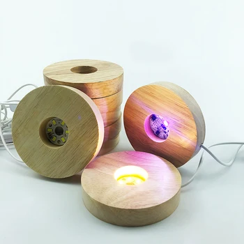 3D Drvena Osnova Lampe Cijele USB Toplo noćno svjetlo Led Zaslon Baza Držač Za Loptu Kristalna je kugla DIY Pribor Za Rasvjetu 100 mm 0