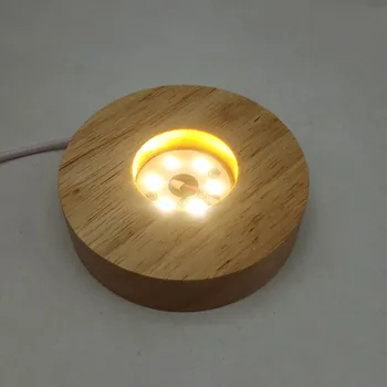 3D Drvena Osnova Lampe Cijele USB Toplo noćno svjetlo Led Zaslon Baza Držač Za Loptu Kristalna je kugla DIY Pribor Za Rasvjetu 100 mm 4