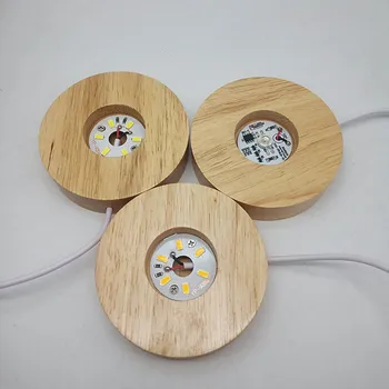 3D Drvena Osnova Lampe Cijele USB Toplo noćno svjetlo Led Zaslon Baza Držač Za Loptu Kristalna je kugla DIY Pribor Za Rasvjetu 100 mm 5