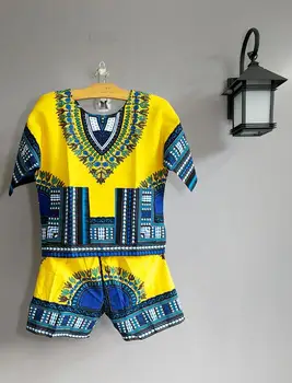 Дашики Afrika Kompleti Odjeće Odijelo Za Nastupe Ženski Muški Dječji Top Etničko po cijeloj površini + kratke hlače