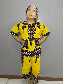 Дашики Afrika Kompleti Odjeće Odijelo Za Nastupe Ženski Muški Dječji Top Etničko po cijeloj površini + kratke hlače 3