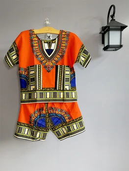 Дашики Afrika Kompleti Odjeće Odijelo Za Nastupe Ženski Muški Dječji Top Etničko po cijeloj površini + kratke hlače 5