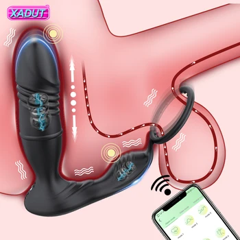 2 u 1 Bluetooth APLIKACIJU Push Vibrator za Muškarce Masažu Prostate Bežični Daljinski Upravljač Analni Čep za Gay Seks Igračke Proizvode za Odrasle