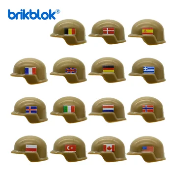 10 Proizvedeni da bi vojnih borbenih Kaciga S Nacionalnim Zastavama Njemačkoj, SAD-u velikoj Britaniji MOC Moderne Vojne Jedinice Građevinske Cigle Igračke za Djecu