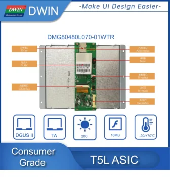 Novi inteligentni modul Arrvial DWIN 7,0-inčni HMI, Резистивная touchpad, 800 * RGB * 480, klasa potrošnje - DMG80480L070_01WTR 1