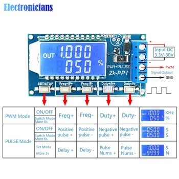 3,3 -30 U PWM Broj impulsa Frekvencija Radni Ciklus Podesivi Modul Generator Signala LCD Zaslon Kvadratni Val Pravokutni Val 4