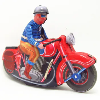[Smiješno] Klasična kolekcija Retro motocikl je Odlično igračka Dolje Metalni Жестяная Pogon za Vožnju motocikla Mehanička igračka dječji dar