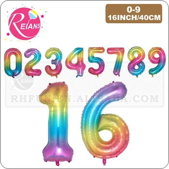16 inča Prelijeva Žele Gradient broj slika Folija balon Dječji Tuš Sretan Rođendan Uređenje Rođendan Digitalni Baloni