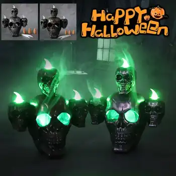 Halloween Dim LED Užas Lubanju Glava E-Lampa Bundeva Svjetlo Svijeće Ukras Kuće s 3 Tamjanom Konus s Duhovima 0