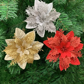 5 kom. 14 cm Sjajna Umjetno Cvijeće Božićno Drvce Ukrasima za Dom Novu Godinu Navidad Božić Noel Vjenčanje College Pribor