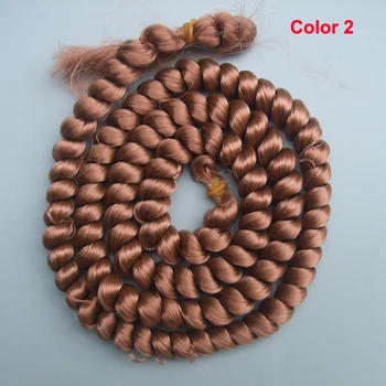 15 cm kovrčava 1/3 1/4 1/6 kosa lutke BJD/DIY lutka prirodne boja smeđa i roza boja otporna na toplinu perika perika za lutke bjd 2