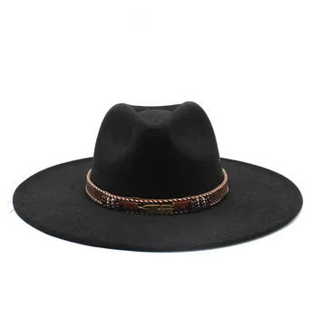 vintage Žensku kapu, šešir za muškarce, osjetio osjetio šešira, moda 2023, osjetio šeširi sa širokim poljima, šlem sa lancem, dizajnerske kapela, odbojka na gospodina 4