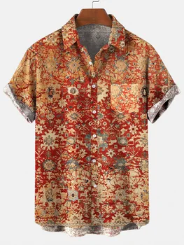 2022 Godišnje Visokokvalitetna Kreativno Muška Majica s Laticama, Havajski Plaža Košulja Kratkih Rukava, Plus Veličina, 6 Veličina, Muški Top Latice na jedan Preklopni 0