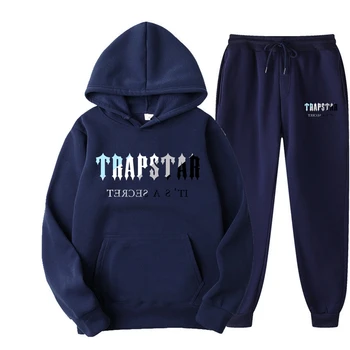 2022 Novi Brand TRAPSTAR Tiskane Sportska Odjeća Muška 16 Boja Toplo Komplet od Dva Predmeta Slobodna Majica sa Kapuljačom + Hlače Komplet Majica Za Trčanje