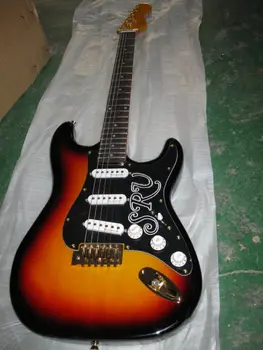 Oem SRV električna gitara Lipa Telo Zlato Hardver Crni Štapići stjegonoša Sunburst, Besplatna Dostava