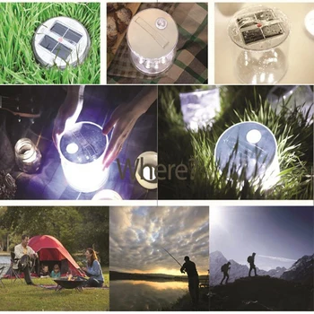 Građen Kamp lampa Zračni Solarni okrugli Downlight LED Vodootporna šok-dokaz Prijenosni Vanjski Kamp Pješačenje Putovanja Sklopivi Lampa 5