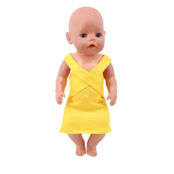 Oživljavanje Lutke Ručni rad Žutu haljinu Odjeća Obuća Torba je Pogodna za lutke 18 cm i lutke 43 cm za Novorođenčad, ruske lutke, igračke za djevojčice 1