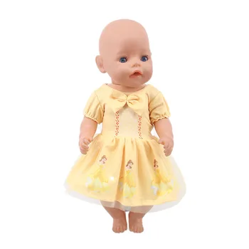 Oživljavanje Lutke Ručni rad Žutu haljinu Odjeća Obuća Torba je Pogodna za lutke 18 cm i lutke 43 cm za Novorođenčad, ruske lutke, igračke za djevojčice 3