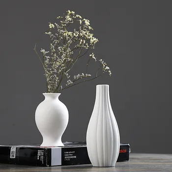 Keramički Obrt Bijela vaza za cvijeće Moderan, Jednostavan Porculan Ukras Dnevnog boravka Kućni Obrt Ukras Skulptura Ukras Kuće 3