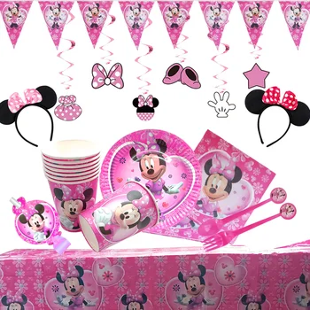 Disney Minnie Mouse Tema Rođendan Potrepštine Šalica Tanjur Djeca Rođendan Djevojka Ukras Jednokratni Pribor Za Jelo