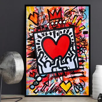 Pop Grafiti Umjetnost Srce Platnu Slikarstvo Apstraktne Uličnih Plakata i Grafika Zidni Umjetničke Slike Print za Dnevni boravak Kućni Dekor 3