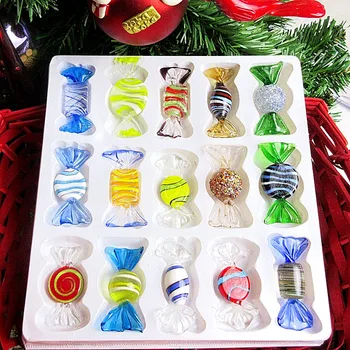 Običaj 4-5 cm dekorativni nakit od murano stakla, ukrasi za slastice, ručni rad, umjetničke slatkiše, svečane božićne ovjesa, nakit 15 kom 3