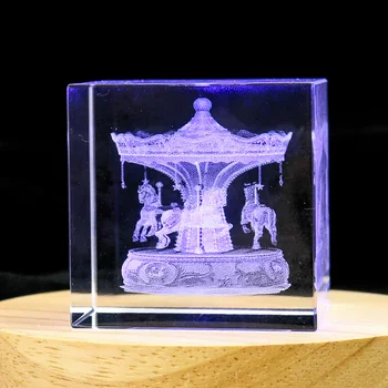 50 Mm 3D Lasersko Graviranje Kristalna Karusel Unutar Navoj Moda Stolni Kreativni Poklon Uzorak Ukras Kuće Obrt 5