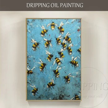 Vješt Umjetnik Ručno oslikana Visoku Kvalitetu Malih Insekata, Životinja, Pčela Slika je Ulje na Platnu Mnogo Pčela Ulje na platnu za Dnevni boravak 0