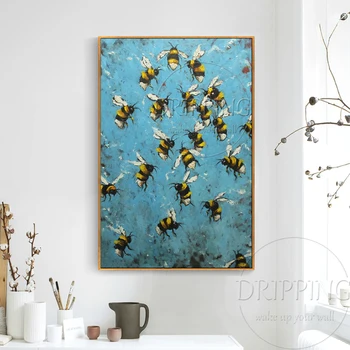 Vješt Umjetnik Ručno oslikana Visoku Kvalitetu Malih Insekata, Životinja, Pčela Slika je Ulje na Platnu Mnogo Pčela Ulje na platnu za Dnevni boravak 3