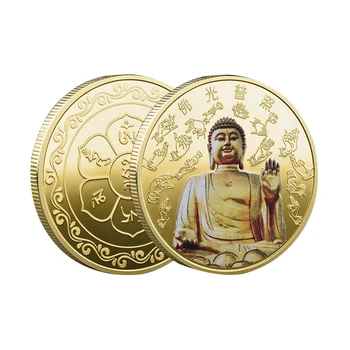 Tradicionalni kineski Simbol Buddha Obojene Ikonu Prigodni kovani novac Zbirka Medalja Сувенирное Ukras Feng shui 0