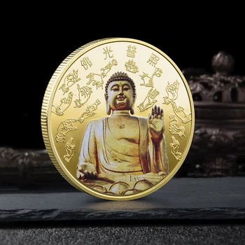 Tradicionalni kineski Simbol Buddha Obojene Ikonu Prigodni kovani novac Zbirka Medalja Сувенирное Ukras Feng shui 1