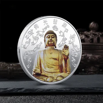 Tradicionalni kineski Simbol Buddha Obojene Ikonu Prigodni kovani novac Zbirka Medalja Сувенирное Ukras Feng shui 3