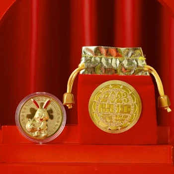 2023 Sreća Bogatstvo Dvanaest Znakova Zodijaka Zlatnik S Vrećom Kineski Boji Zec Collectible Kovanice Zbirka Suvenira Pokloni Za Novu Godinu 5