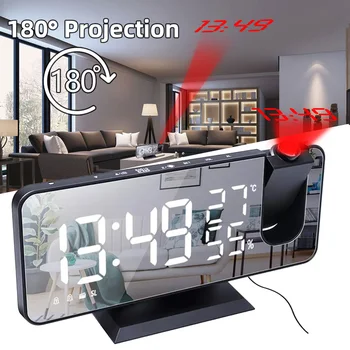 180 ° Projekcija LED Digitalni Pametan Alarm USB Punjenje Digitalni Sat Društvene E FM Radio Buđenje Sat Funkcija Ponavljanja 0
