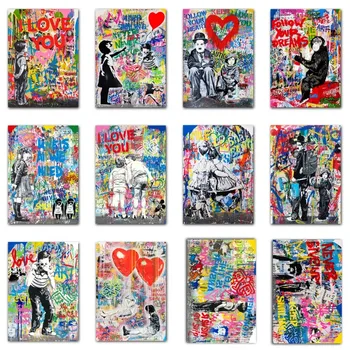 Banksy je Umjetnička Slika Na Platnu Pop-ulica Grafita Poster Djeca Vole Zidni Umjetničke Slike Ispise Za uređenje Doma Dnevni boravak Bez Okvira 5