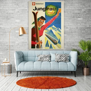 Švicarska Regija Jungfrau Starinski Turistički Plakat, Klasicni Zidni Art Print 2