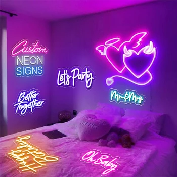 Custom LED Neon Natpisi Slova Led Light Ime Sretan Rođendan Bolje Neka Stranka O, baby, Baby, Vjenčanje Stranka Decor Igra-Soba