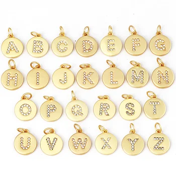 Početno slovo Abecede zlatni privjesak-sharm s imenom, transparentan CZ s mikro-premaz za nakit, ručni rad 0