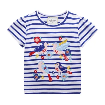 Skokovi Meters/ Marke Nove Majice, Majice Za Djevojčice, Haljine na pruge s aplikacija u obliku životinja, Dječje majice, Majica za djevojčice na ljeto