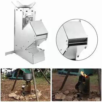 YUSHUCAI Pješačkih štednjak Odvojiva peć na Drva Ručni lanser Raketa peć peć na Drva za vanjsku pečenja, može biti sklopljen 1
