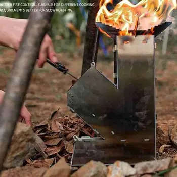 YUSHUCAI Pješačkih štednjak Odvojiva peć na Drva Ručni lanser Raketa peć peć na Drva za vanjsku pečenja, može biti sklopljen 2