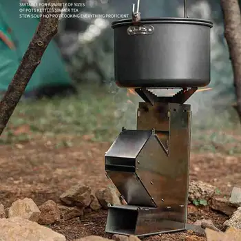 YUSHUCAI Pješačkih štednjak Odvojiva peć na Drva Ručni lanser Raketa peć peć na Drva za vanjsku pečenja, može biti sklopljen 3