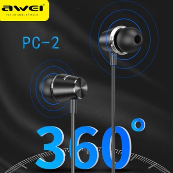 Awei PC-2 Žičane Slušalice Crne Boje Slušalice s Mikrofonom 1,5 m Slušalice Slušalice za Sve Vrste Sportova Slušalice Besplatna Dostava