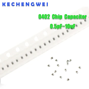 100pc 0402 SMD Chip Višeslojni Keramički Kondenzator 0,5 pf - 10 μf 10pF 100pF 1nF 10nF 15nF 100nF 0,1 μf 1 μf 2,2 uf 4,7 uf