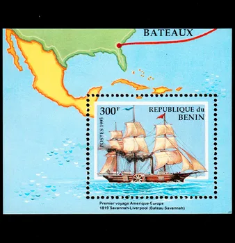 1 list Nove poštanske marke Бенина 1995 Karta rute iz Amerike u Europu Suvenir marke MNH