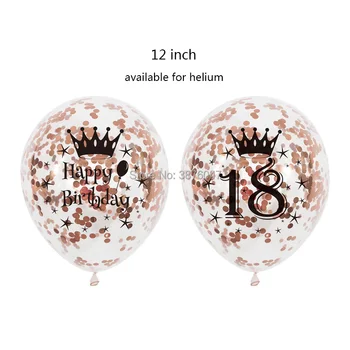 6 kom./lot, rose gold, 15, 16, 17, 18, 19, baloni za rođendan, ukras za sretan zurke, transparentno konfete, jubilej balon 4