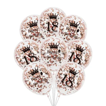 6 kom./lot, rose gold, 15, 16, 17, 18, 19, baloni za rođendan, ukras za sretan zurke, transparentno konfete, jubilej balon 5