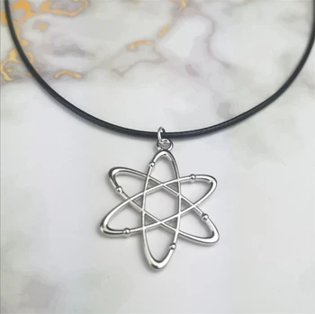 Atomska ogrlica, Znanstveni Nakit, Ogrlica od crne Kabel, Znanstveni Pokloni, Poklon Učitelj, Čije Ogrlica, Dar za maturalnu 0