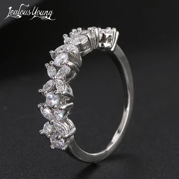 Slatka Ženski Cirkon je Kamen, Cvijet Prsten Obećanje Srebrna Boja Vjenčano Prstenje za Žene Modni Crystal Okruglo Zaručnički Prsten